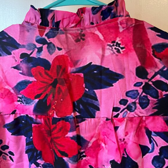 Womens' Floral Blouse in Pinks Size L - Picture 5 of 5